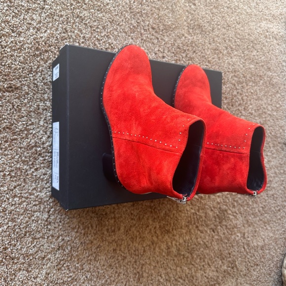 Rag & Bone New Willow Stud Boot in beautiful red suede. - Picture 3 of 9